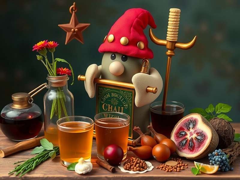 Herbal Chai Wizard brewing station with various ingredients