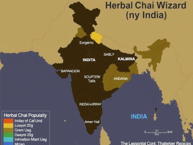 Map of India showing Herbal Chai Wizard popularity by region